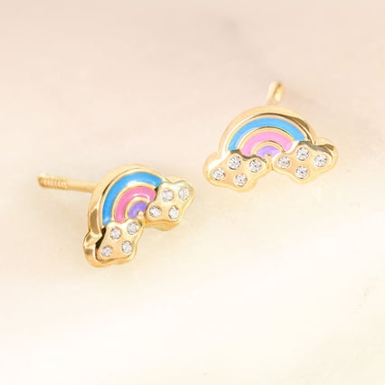 Goldene Kinder-Ohrringe in Regenbogenform Holly