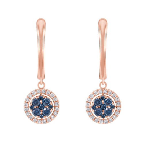 Glänzende Goldohrhänger mit blauen Diamanten Manoeta