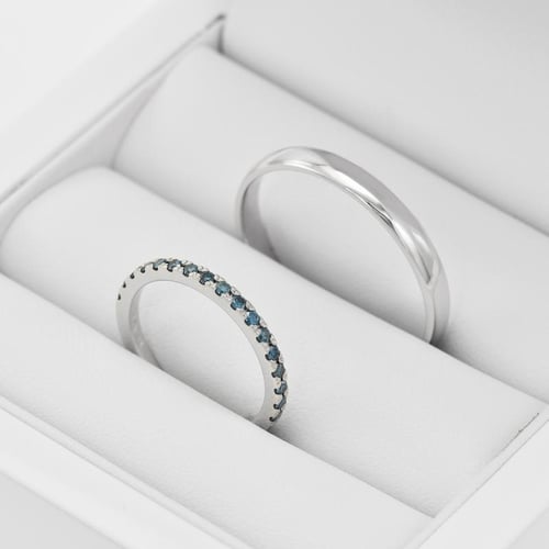 Memoryring mit blauen Diamanten und Herrenring Oana