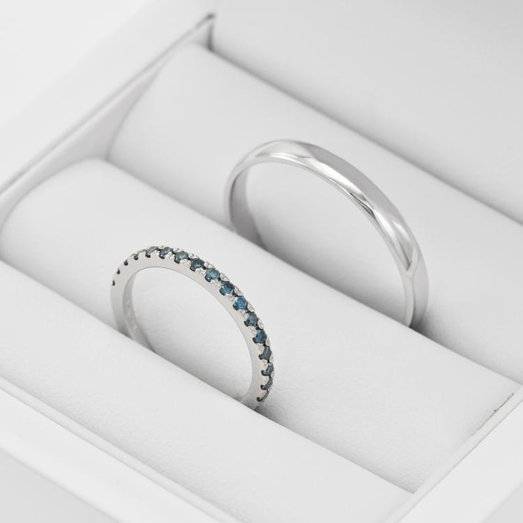 Memoryring mit blauen Diamanten und Herrenring Oana 32120