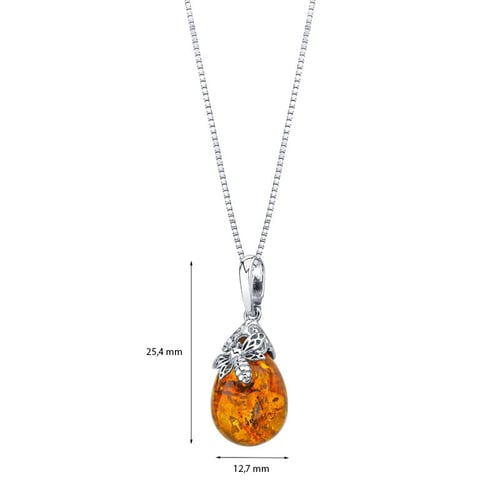 Bernsteinanhänger aus Silber mit Biene Honey