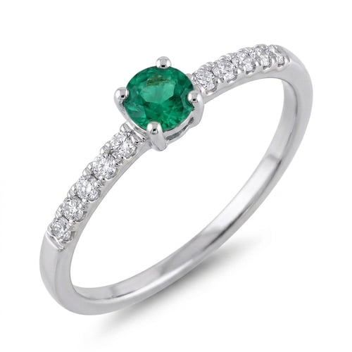 Silberring mit Smaragd und seitlichen Lab Grown Diamanten Nikey