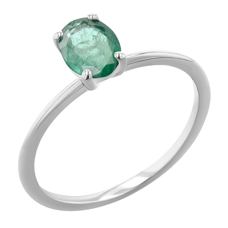 Eleganter Verlobungsring mit einem ovalen Smaragd Frost
