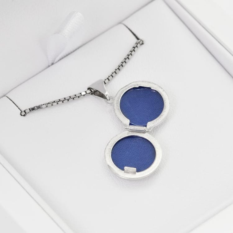 Silbernes Medaillon mit Diamant im Herz Barra 6635