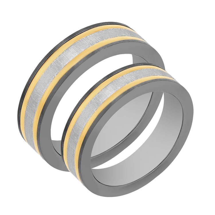 Eheringe aus Titan und Gold Connor