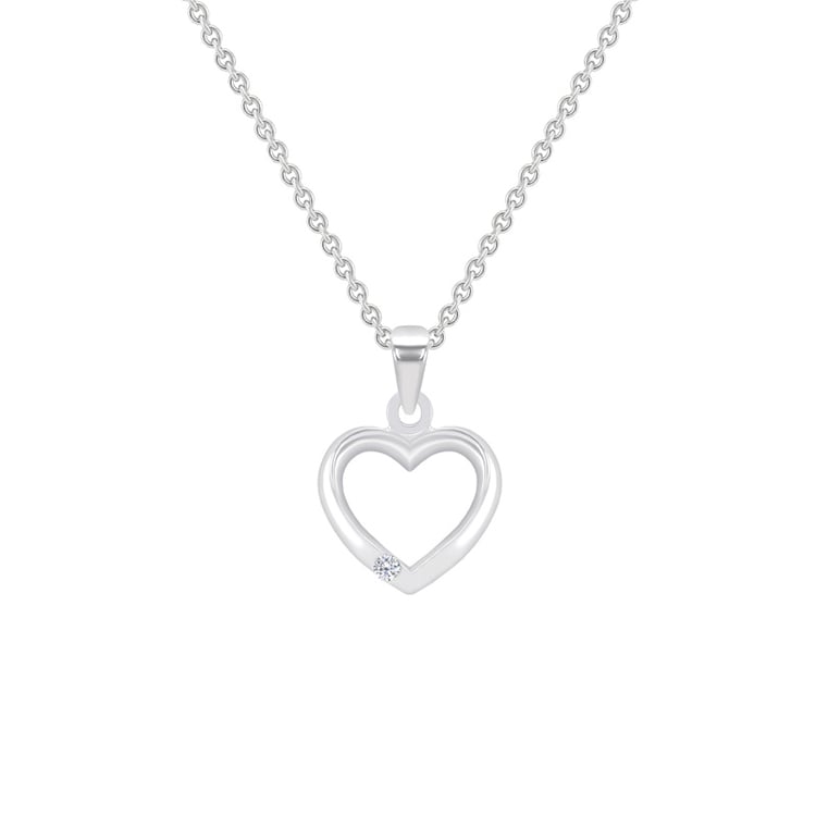 Silberner Kettenanhänger in Herzform mit Diamanten Lake 70043