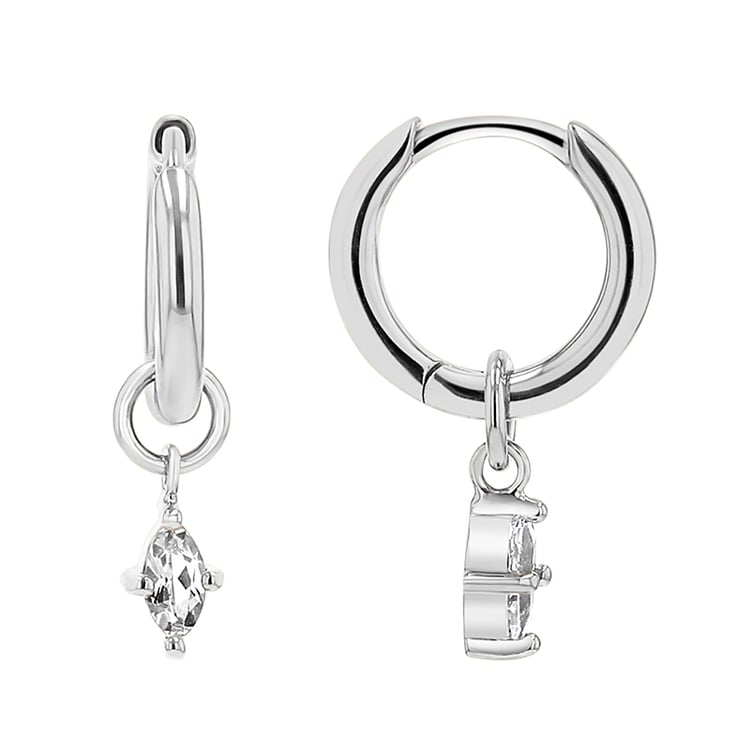 Runde silberne Ohrringe 2in1 mit weißen Topasen Savitri 148659