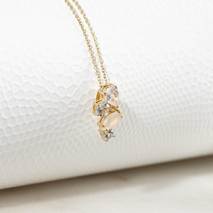 Silber Anhänger mit Topas, Rosenquarz und Mondstein Daisi