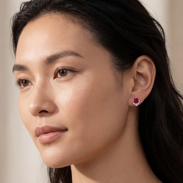 Ohrstecker in Silber mit Rubin 166387