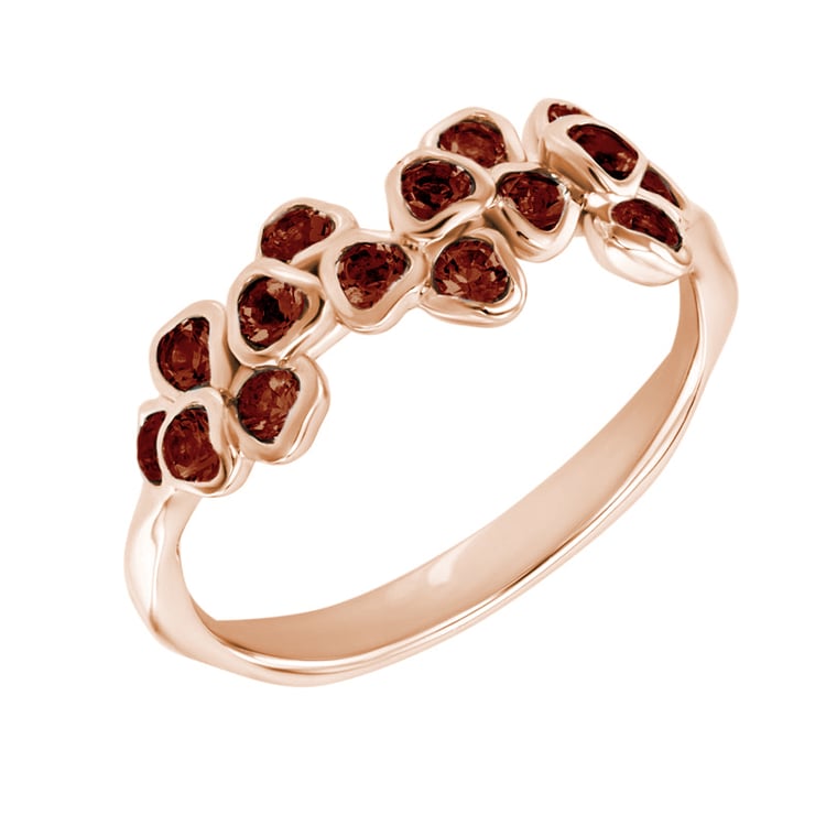 Goldener Ring mit Granat-Blüten Washi 44962