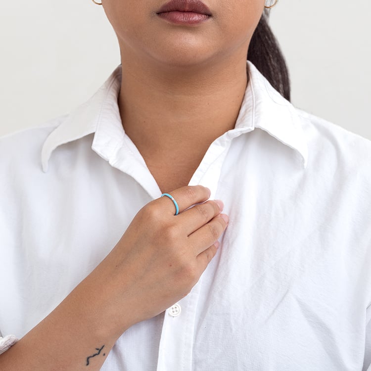 Blauer Keramikring mit Diamant Cecelia 128484