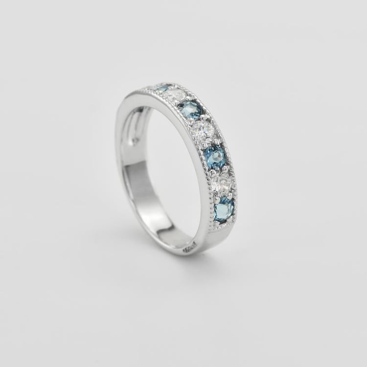 Silberner Memoire-Ring mit Topasen und Zirkonia Ednah 38297