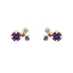 Lila Cluster Ohrringe mit Amethysten und Edelsteinen Kerrie
