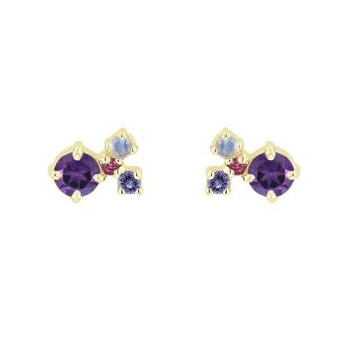 Lila Cluster Ohrringe mit Amethysten und Edelsteinen Kerrie