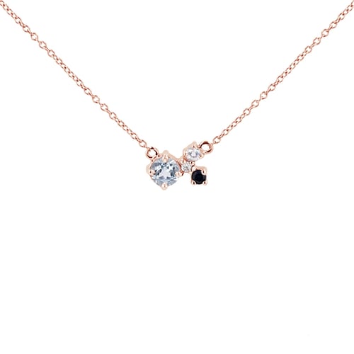 Cluster-Kette mit Mondstein, Aquamarin, Saphir und einem Diamanten Millie