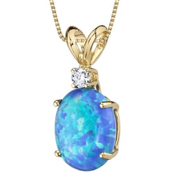 Goldener Anhänger mit blauem Opal und Diamant Rafiah
