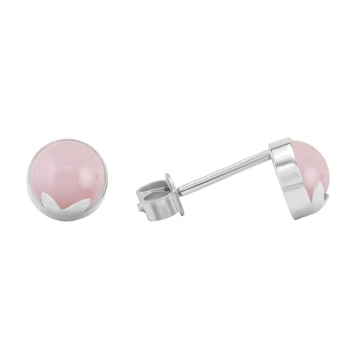 Goldene Ohrringe mit rosa Opal in Cabochon-Schliff Erica