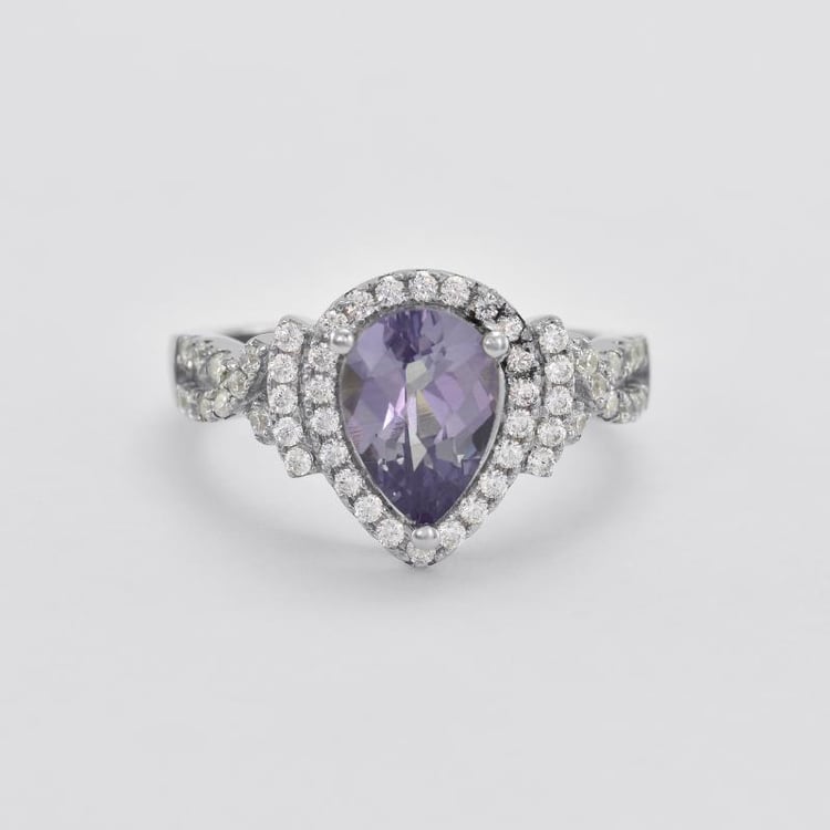 Goldener Halo-Ring mit Alexandrit und weißen Topasen Milades 45306