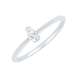 Minimalistischer Silberring mit einem Diamanten in Birnenform Valentin