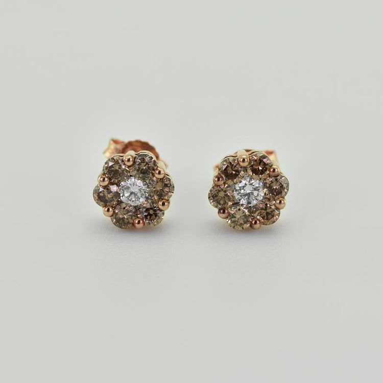 Ohrstecker in Blumenform mit brauen Diamanten Oakley 42692