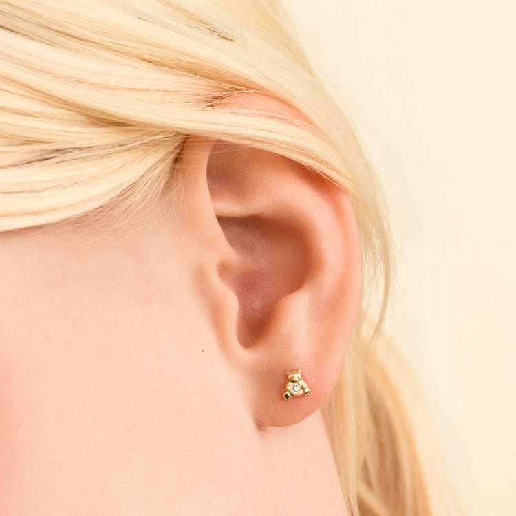 Goldene Kinder-Ohrringe mit Bärenmotiv Bear 164340