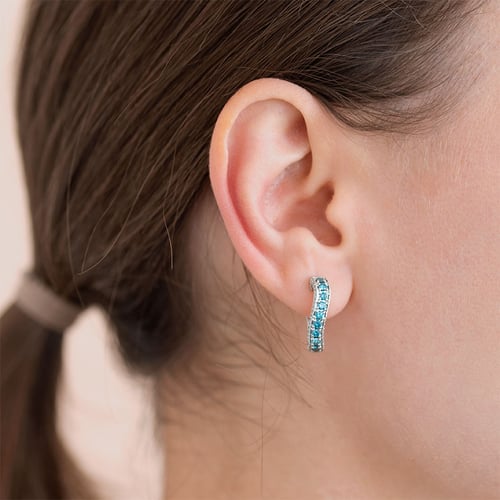 Creolen mit blauen und klaren Diamanten Doris