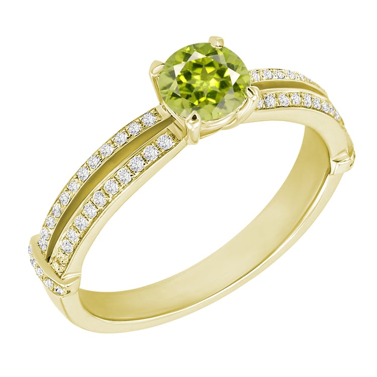 Verlobungsring aus Gold mit Olivin und Diamanten Delaine 27805
