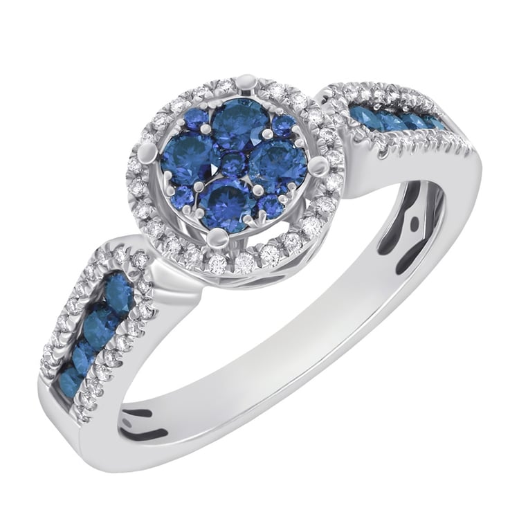 Goldener Diamantring mit blauen Diamanten Sirena 49068