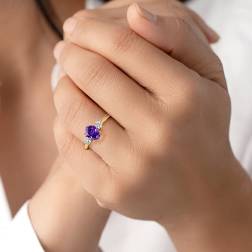Verlobungsring mit Amethyst und Lab Grown Diamanten Brink