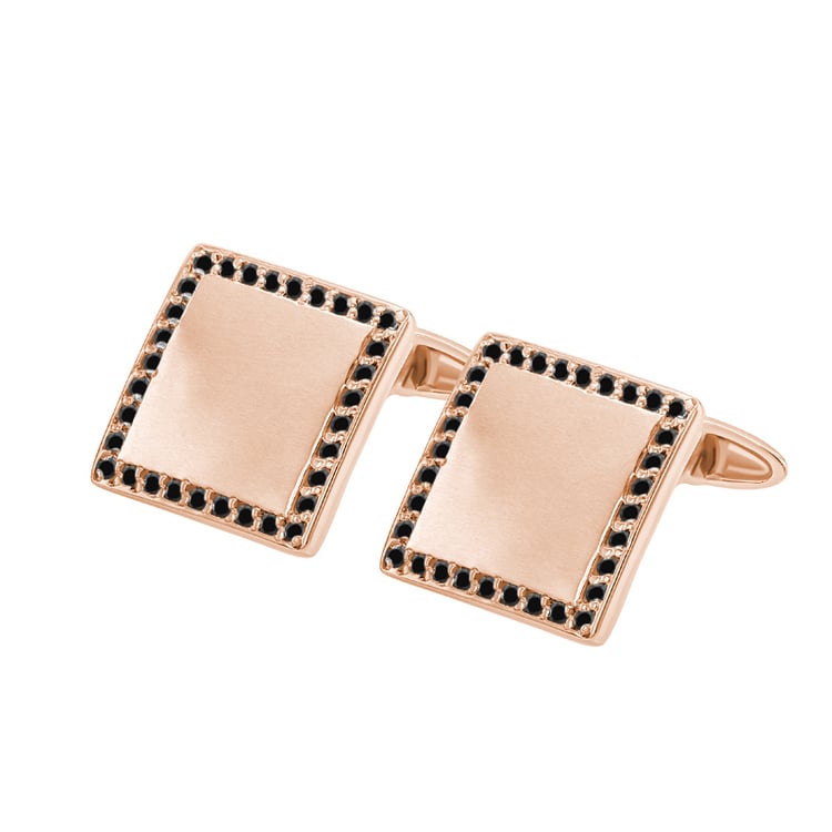Quadrat-Manschettenknöpfe aus Gold mit schwarzen Diamanten Urban 60275