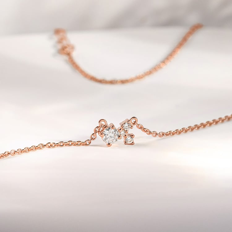 Silberne Cluster Kette mit Moissanit und Lab Grown Diamanten Millie 153078