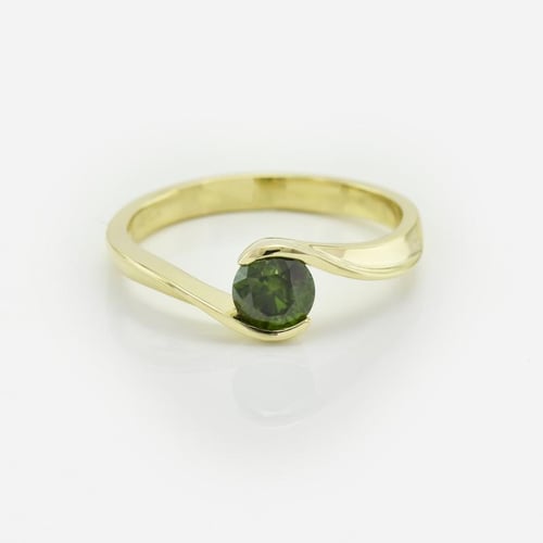 Goldener Verlobungsring mit grünem Diamant Yadu