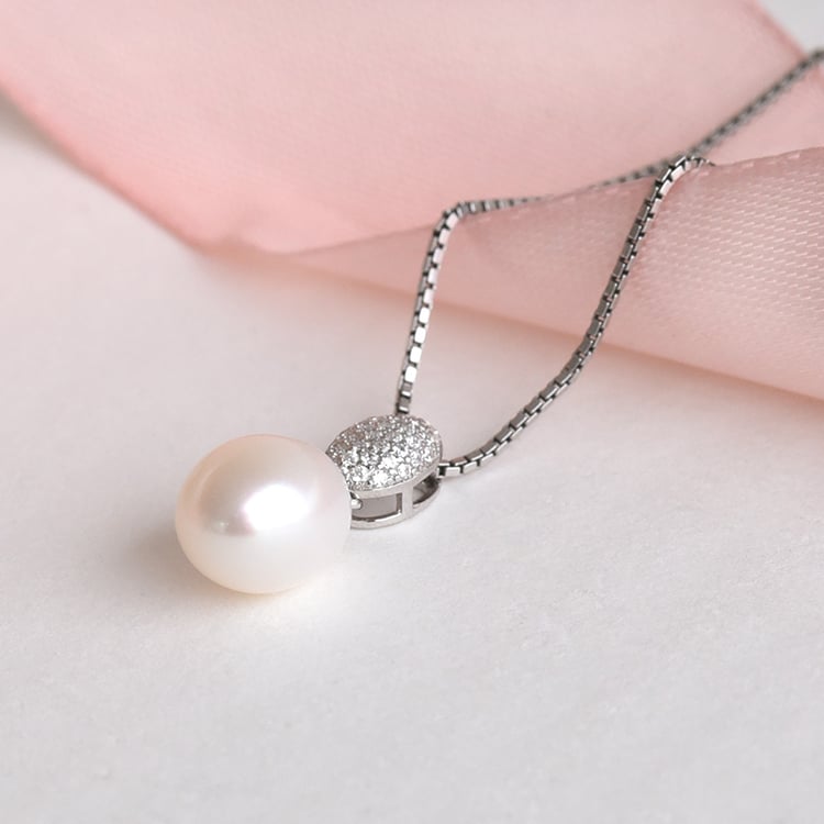 Silberner Anhänger mit Perle und Zirkonia Viktoria 78128