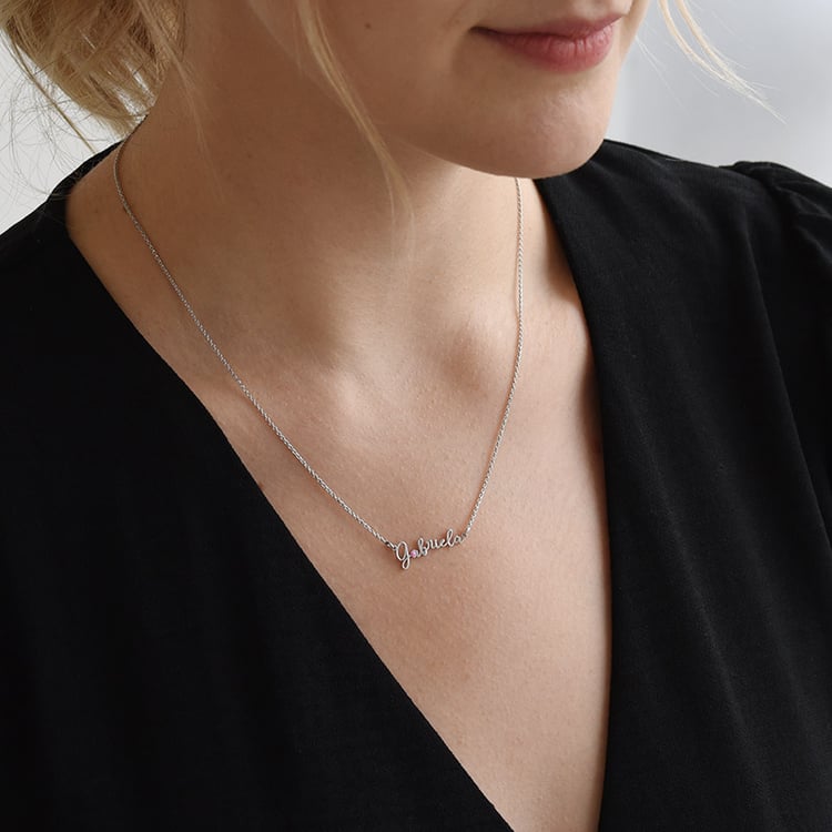 Goldene Kette mit Namen und Edelstein Harlow 93865