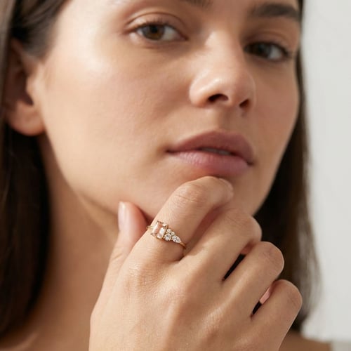 Cluster Scheidungsring mit Morganiten, Diamant und Saphir Frank