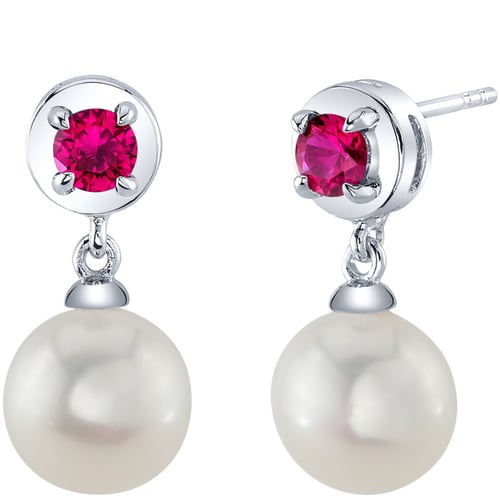 Silbernes Set aus Perlenschmuck mit Lab Grown Rubinen Jasna