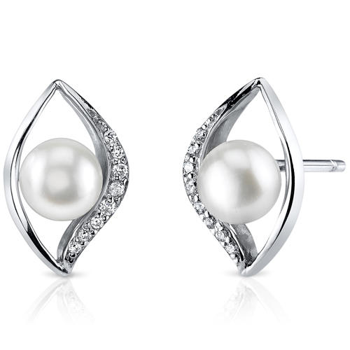 Silberne Perlenohrringe mit Zirkonia Jamuna