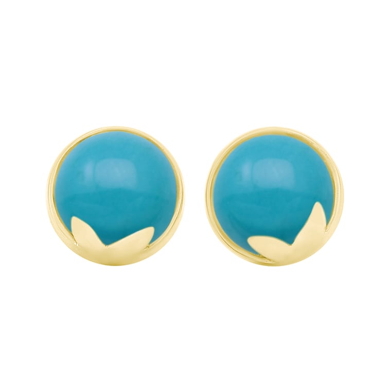 Goldene Ohrringe mit Cabochon-Türkis Erica 41332
