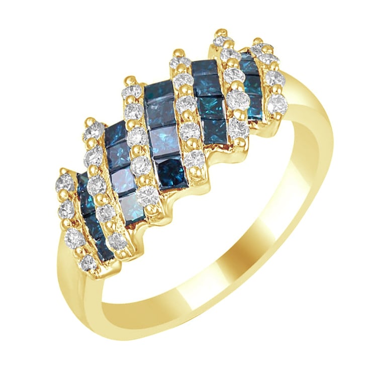 Goldring mit blauen Diamanten 79041