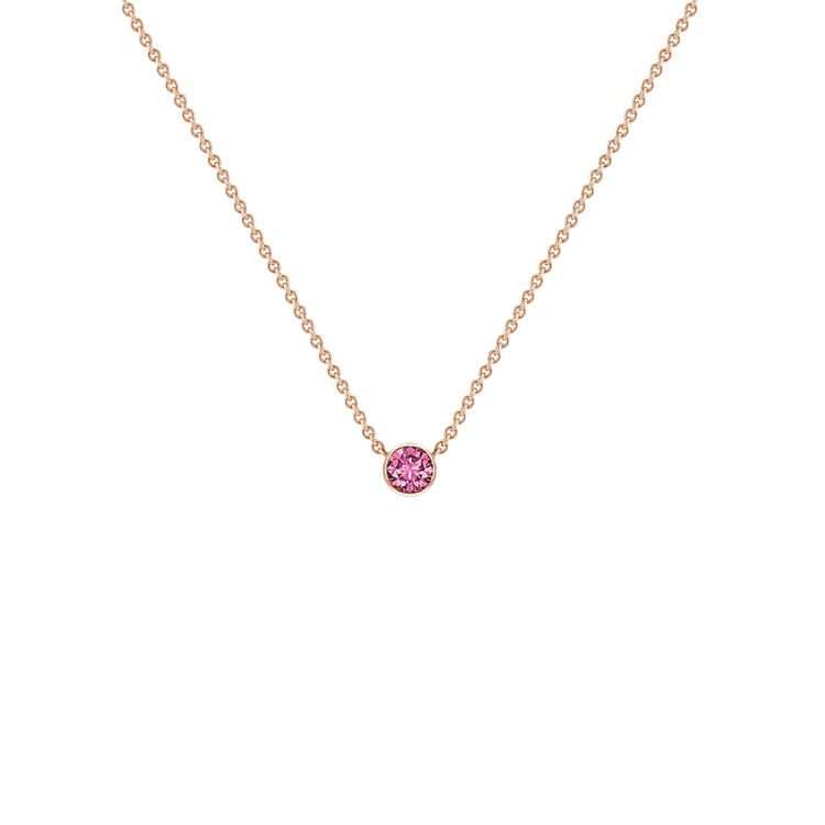 Silberne minimalistische Kette mit einem rosa Saphir Glosie 122218