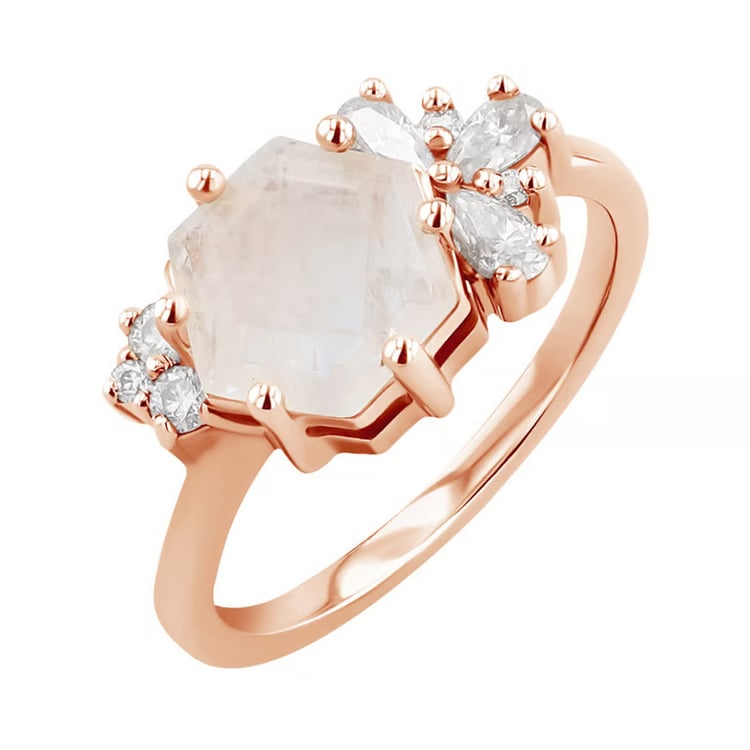 Einzigartiger Scheidungsring mit Mondstein und Moissaniten Anita 164740