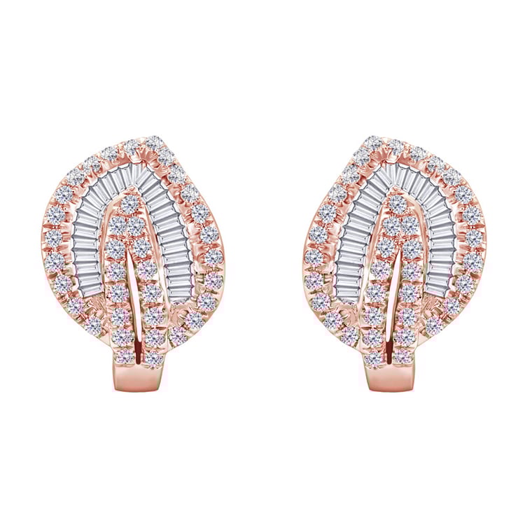 Ohrringe in Form eines Blattes voller Diamanten Priett 83814