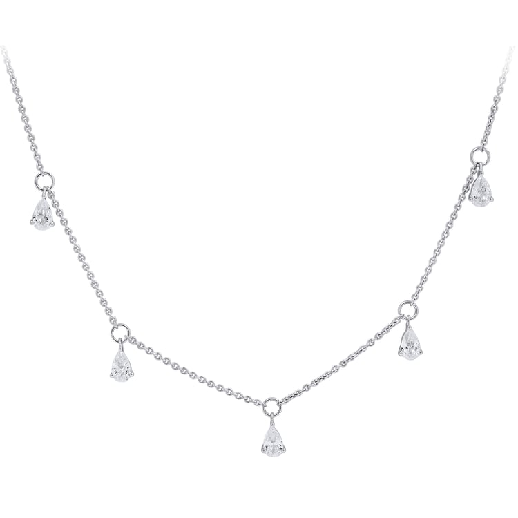 Goldene Halskette mit natürlichen Diamanten in Birnenform Praveen