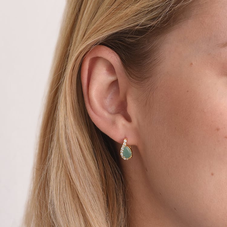 Silberne Ohrringe mit Smaragden und Zirkonia Rina 67960