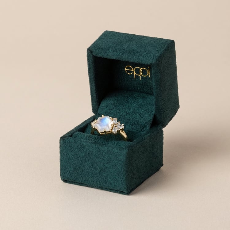 Einzigartiger Scheidungsring mit Mondstein und Moissaniten Anita 165149