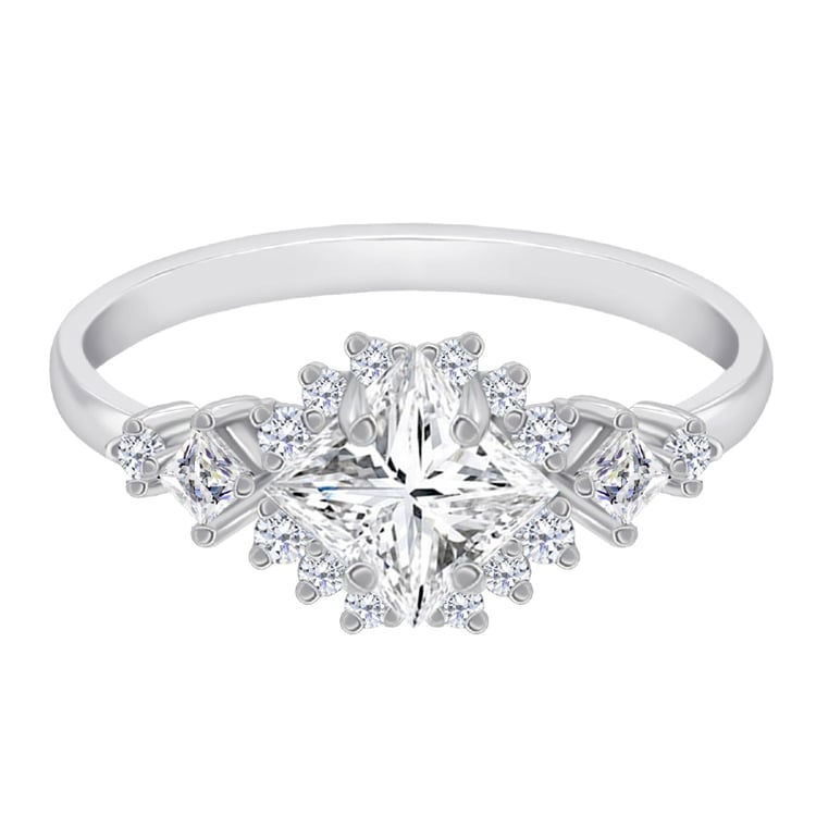 Silberner Ring mit Princess-Moissanit Medrie