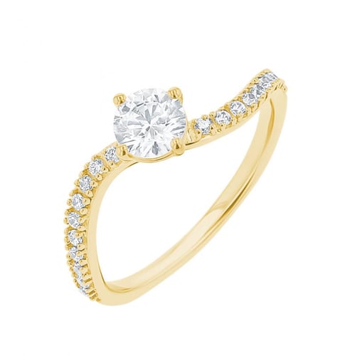 Verlobungsring mit rundem Moissaniten und Lab Grown Diamante in der Größe Ihrer Wahl Elise