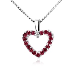 Goldenes Herz mit Rubinen und Diamanten Edriah