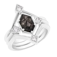 Originelles Ringset mit Salt and Pepper Diamanten Ural