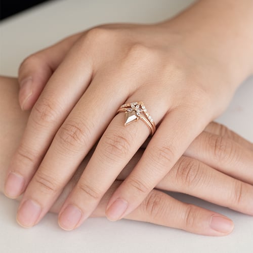 Ring mit einem Salt and Pepper Diamanten und weißen Moissaniten Leony